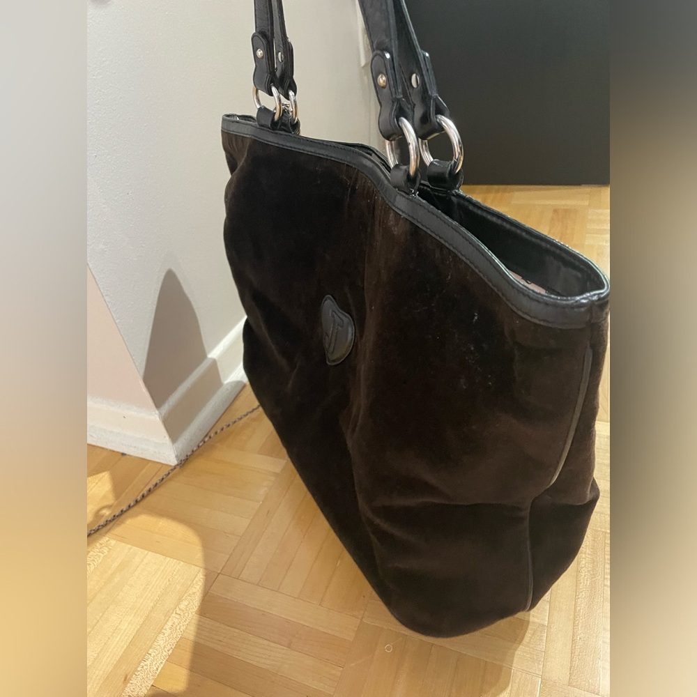 Juicy Couture Dark Brown Velour Tote Bag Y2K Vintage - Picture 14 of 16
